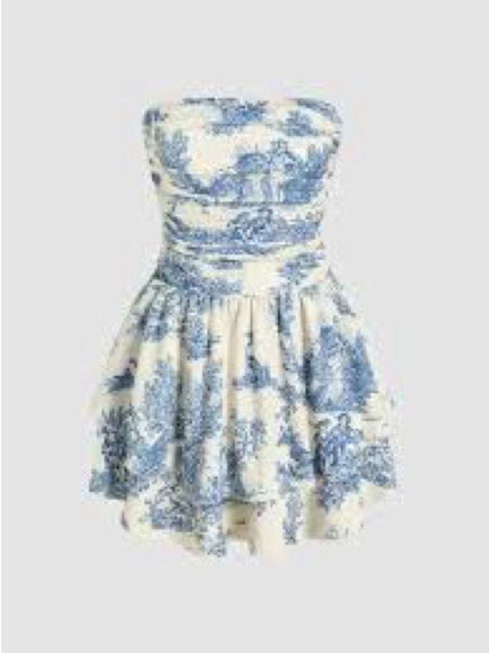 Cider ~ Toile de Jouy ~ Strapless Blue & Cream Toile size Small